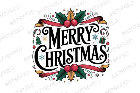 Download Merry Christmas Ornate Design, PNG - Premium Resources