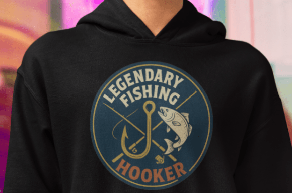 Download Legendary Fishing Hooker Vintage Badge - Badge Collection